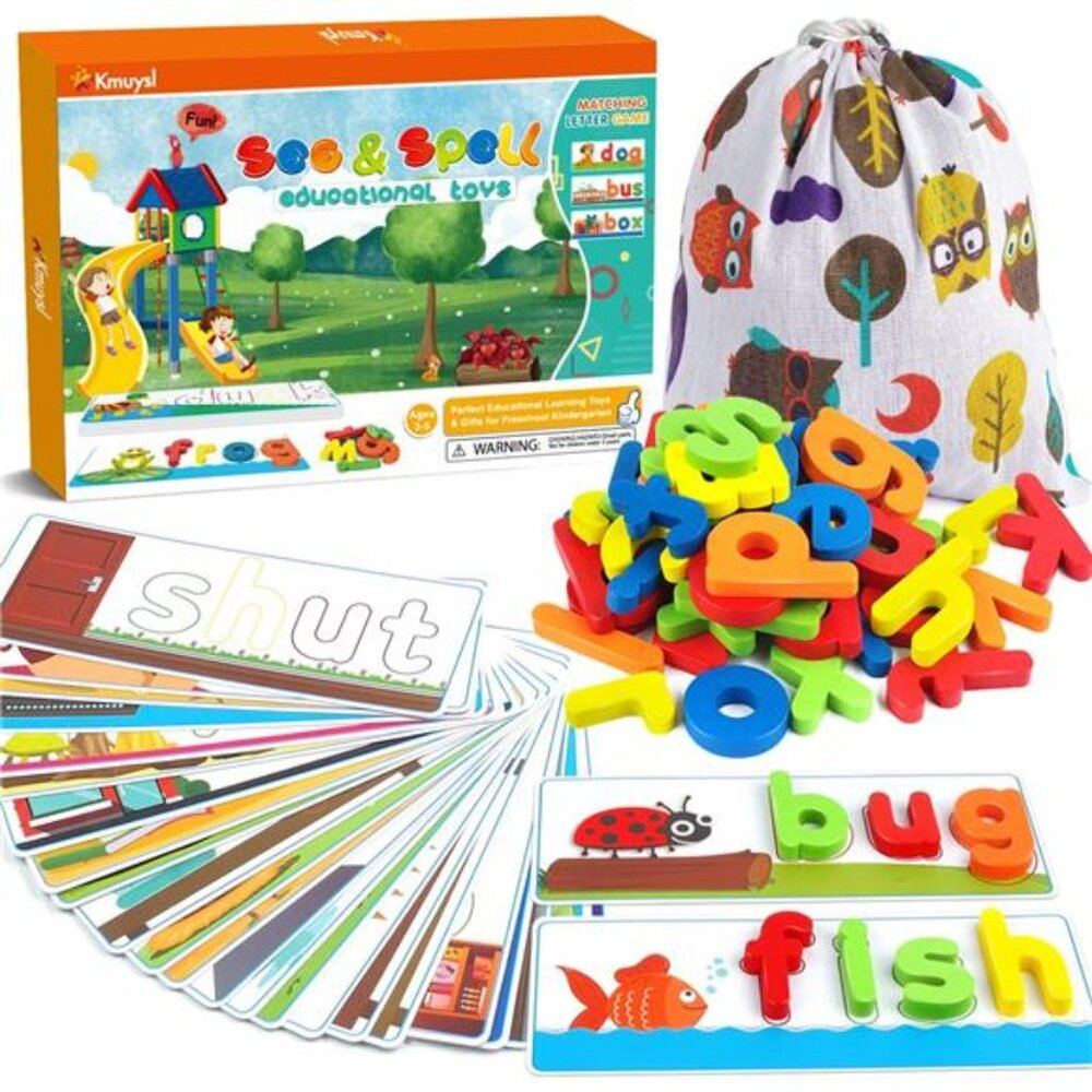 KMUYSL Learning Toys for 2 3 4 5 6 Years Old Boys and Girls - See & Spell CVC